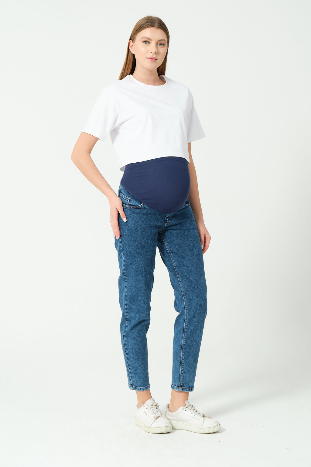 Soft Stretchy Over-the-Bump Mom Fit Maternity Jeans