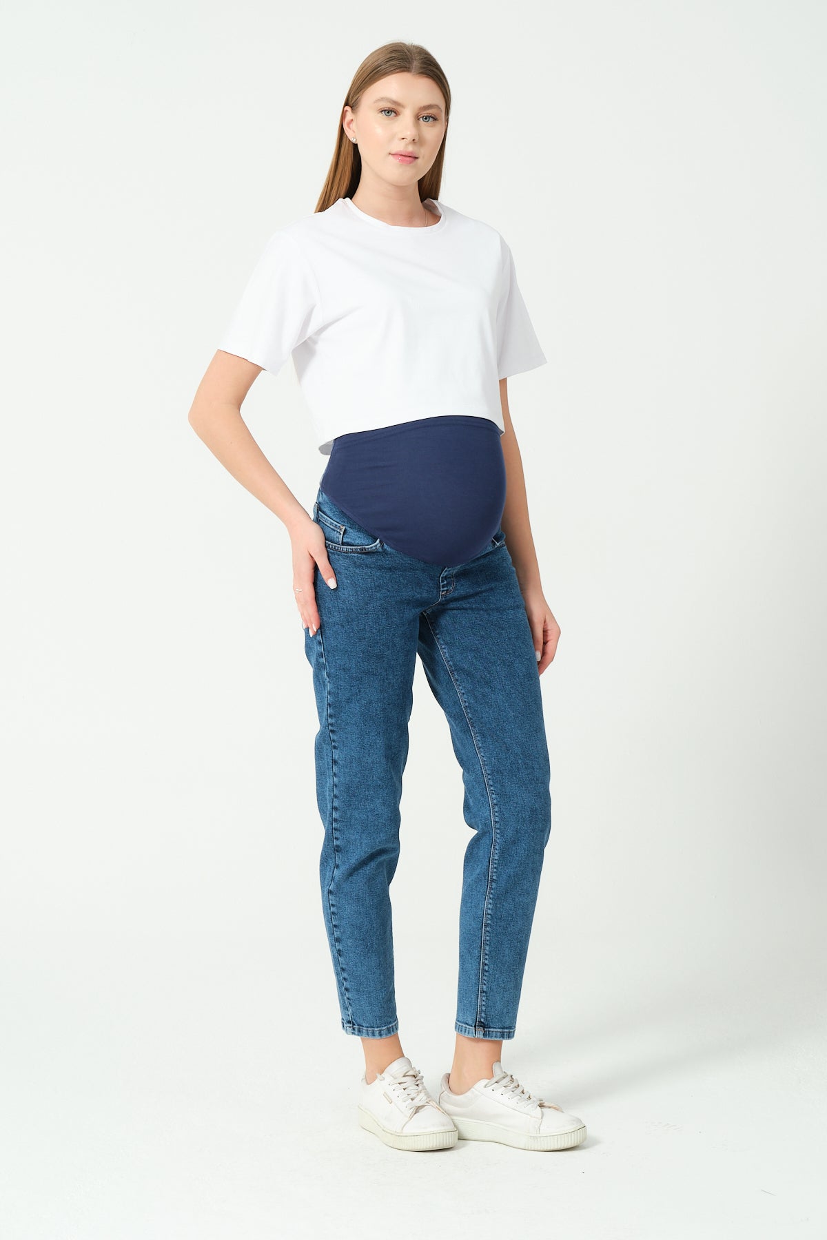 Soft Stretchy Over-the-Bump Mom Fit Maternity Jeans